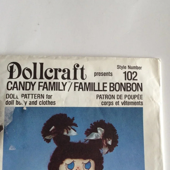 Dollcraft Pattern # 102 Vintage 1982 Candy Family Lollipop Lucy Biscuit Rag Doll - Picture 2 of 6